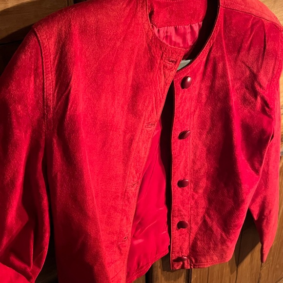 Vintage Dana Brooke Red Suede Leather Jacket - Picture 9 of 9